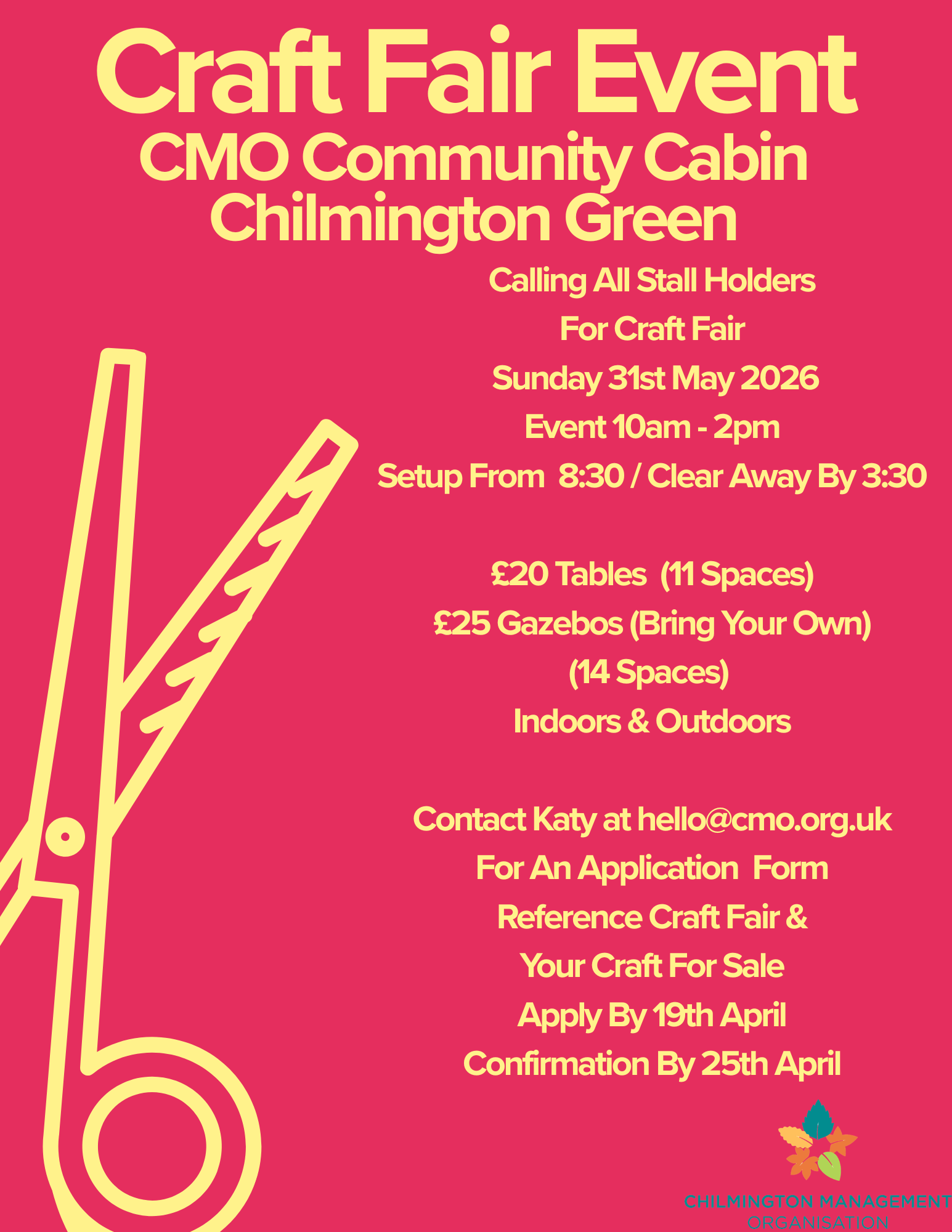 Information for Stall Holders for Craft Event on Sunday 31st May 2026.